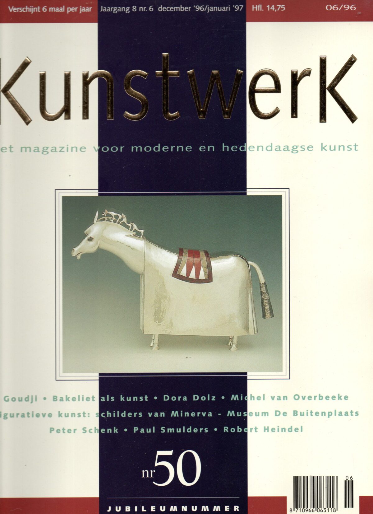 Kunstwerk - nr 50 Jubileumnummer -Goudji, Bakeliet als kunst, Dora Dolz, Michel van Overbeeke, Figuratieve kunst: schilders van Minerva, Museum De Buitenplaats, Peter Schenk, Paul Smulders, Robert Heindel -