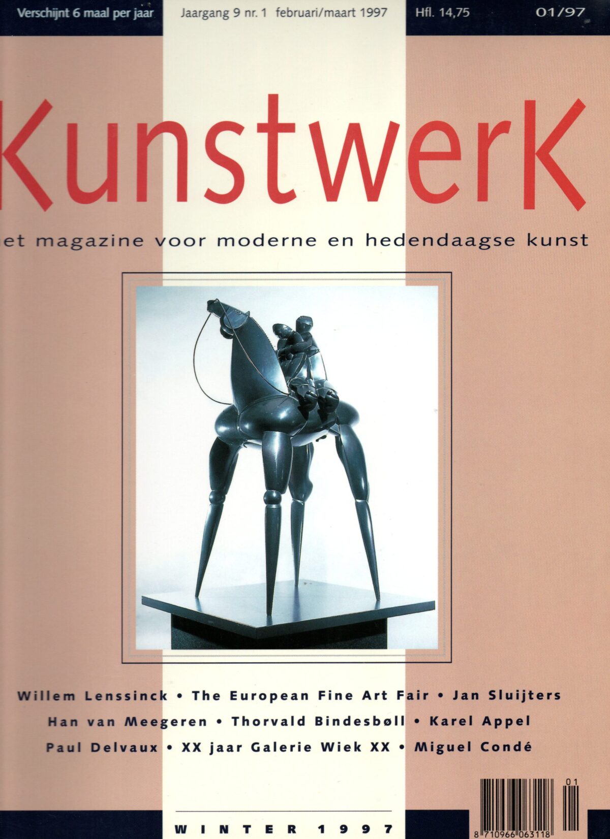 Kunstwerk - Winter 1997 - Willem Lenssinck, Jan Sluijters, Han van Meegeren, Thorvald Bindesboll, Karel Appel, Paul Delvaux, Miguel Condé -